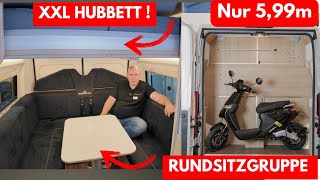 599m KASTENWAGEN WOHNMOBIL MIT RUNDSITZGRUPPE  HUBBETT  ROLLER GARAGE 2025 Bunkervan Denver 599m [upl. by Macpherson163]