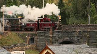 Merddin Emrys leaving Minffordd on the Saturday afternoon of Ffestiniog Bygones 2024 [upl. by Esereht]