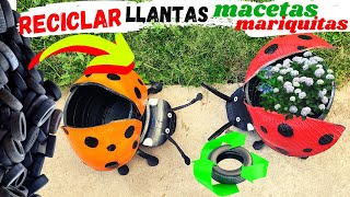 RECICLANDO NEUMATICOS 🐞 Mariquita hecho de llantas usadas APRENDE A RECICLAR LLANTAS artejotita [upl. by Anait307]