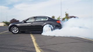 Crazy AWD G37x Sedan Drift Donuts Open diff [upl. by Eriuqs]