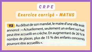 Exercice corrigé  PROPORTION et POURCENTAGE — MATHS CRPE [upl. by Nairam]