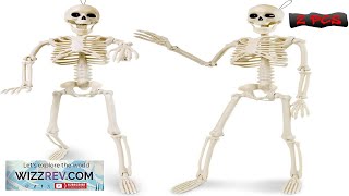 2 Pack Halloween Skeleton Decorations 16quot Poseable Skeletons with Full Body Review [upl. by Yelsew]