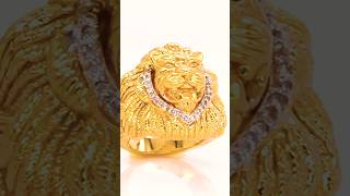 18kt Gold Diamond Lion Face Ring  Bold Luxury Jewelry LionRing MenJewelry DiamondRing [upl. by Nylaehs305]