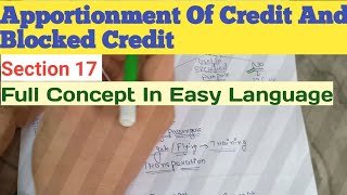 Apportionment Of Credit and Blocked Credits Under Gst  Section 17  For BcomBBA [upl. by Jolyn]