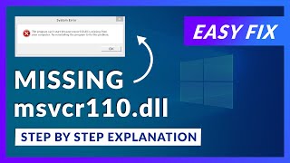 msvcr110dll Missing Error  How to Fix  2 Fixes  2021 [upl. by Enimsaj]