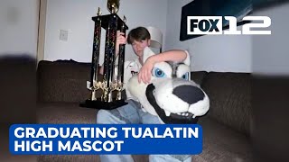 Graduating Tualatin High mascot to suit up final time for Grand Floral Parade [upl. by Ahseenyt]