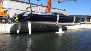 Launching new carbon yacht SHIPMAN 80 Спуск на воду Shipmn80m4v [upl. by Paine]