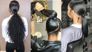 SLEEK PONYTAIL COMPILATION ON NATURAL CURLY HAIR AND 4C HAIR FOR 2022 [upl. by Sivart]