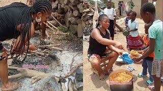 Cooking And Eating Jollof Rice in Village  Village Cooking Jollof Rice Recipe mukbang ASMR [upl. by Yot]