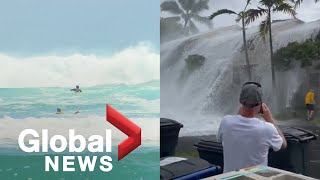 “Historic” waves crash into 2story condos in Hawaii video shows [upl. by Chee]