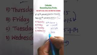 Calender Reasoning Tricks Reasoning Classes for SSC CGL GD CHSL MTS RRB Special Exams [upl. by Richman487]