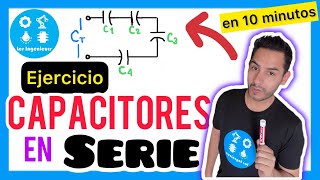 ✅CAPACITORES en SERIE Ejercicio CAPACITANCIAVoltajes y Carga😎🌩 Análisis de Circuitos [upl. by Jehu]