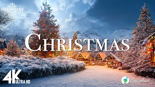 Christmas Wonderland 4K  scenic Winter Relaxation Film with Top Christmas Songs of All Time [upl. by Arikaahs]