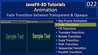 Animation  Fade Transition  JavaFx 3D Tutorials 22 [upl. by Sewel]