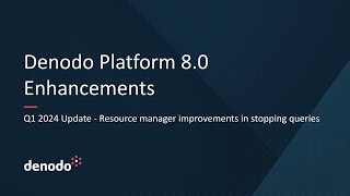 Denodo Platform 80 Q1 2024 Update  Resource manager improvements in stopping queries [upl. by Abram148]