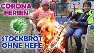 Stockbrot Teig ohne Hefe Rezept Coronaferien Vlog [upl. by Adiasteb]