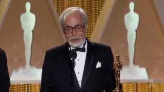 Hayao Miyazaki receives an Honorary Award at the 2014 Governors Awards [upl. by Amaso]