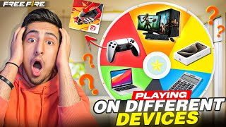 Playing Free Fire On Different Devices😱😍Pc Mobile Ps5 And More🤣As Gaming  Free Fire India [upl. by Ravens]