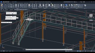 Steel warehouse in Advance Steel 2025 handrails part9 [upl. by Ayhtnic]