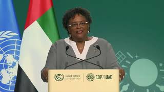 COP28  Prime Minister Mottley delivering Barbados National Statement at COP28 Dec 2 2023 [upl. by Sand644]