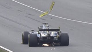 F1 Testing 2019  Daniel Ricciardo spins after DRS fail [upl. by Scales993]