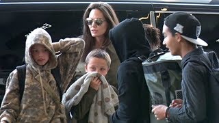 Angelina Jolie And The Children Taking A Trip [upl. by Annovad]