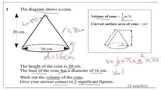 Volume of a Cone GCSE 91 Maths 2025 Exam RevisionQuestion OCR AQA PEARSON EDEXCEL 20242025 [upl. by Rehtae]