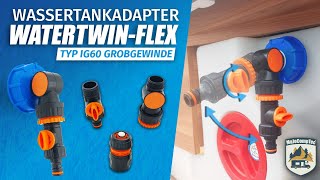 Wassertankadapter für Grobgewinde mit Gelenkadapter  Regulierventil  MaJoCompTec® WATERTWINFLEX [upl. by Ordisi]