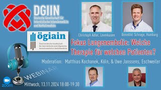 Webinar Fokus Lungenembolie Welche Therapie für welchen Patienten [upl. by Ahselef]