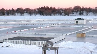 Pond Hockey Snow Sculpting Bringing Gawkers Outside [upl. by Ahsiela782]