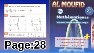 Al moufid en mathématiques 2AC exercices 222324 page28 [upl. by Acebber]