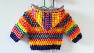 Crochet 21 How to crochet baby hoodie quot Goosebumps quot [upl. by Annalla]