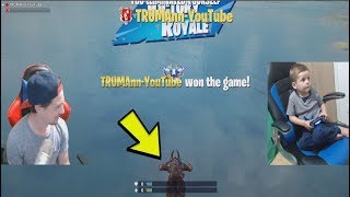 Winning A Game Of Fortnite WITHOUT LANDING TRUMAnn Plays With 4 Year Old Son [upl. by Netsrijk]