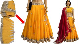 Beautiful Lehenga Cutting amp Stitching from Sareeहैवी स्टोन वर्क वाली साड़ी से सुंदर लहंगा बनाना सीखे [upl. by Shaun]