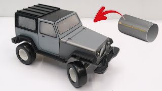 jeep wrangler rubicon  make a rc jeep wrangler at home  creative idea with pvc pipe [upl. by Sedecram151]