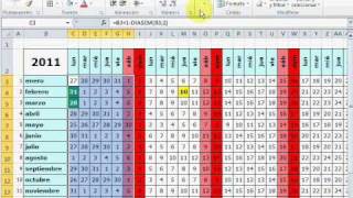 Cómo hacer un mini calendario con festivos en Excel [upl. by Ellerol]