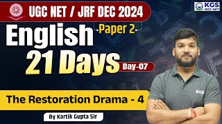 UGC NET  JRF DEC 2024  English Paper 2  The Restoration Drama  4  Day 7  By Kartik Gupta Sir [upl. by Franci]