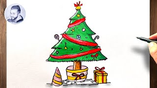 Tuto comment dessiner un arbre de noel facile [upl. by Betteanne]