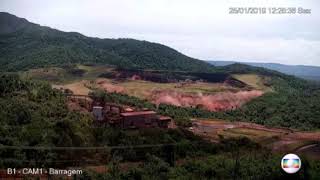 Momento exato do rompimento da barragem em Brumadinho Imagens TV Globo [upl. by Cyrill]