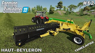 Windrowing hay with the OXBO merger and planting wheat  HAUTBEYLERON  Fs22 Timelapse  EP62 [upl. by Einafit117]