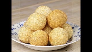 How to make Sweet Kamote Buchi  Easy Filipino Merienda Recipe  BiteSized Drinks and Desserts [upl. by Polak989]