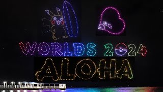 4K Pokemon Worlds Waikiki Drone Show Front Seat Full Show HiltonHawaiianVillage  Pokemon WCS2024 [upl. by Dibri520]