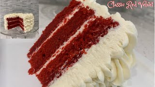 CLASSIC  SUPER MOIST RED VELVET CAKE  CREAM CHEESE FROSTING [upl. by Krasnoff]