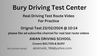 Bury Driving Test Center Real Test Route for 23 February 2024  1014 [upl. by Otirecul]