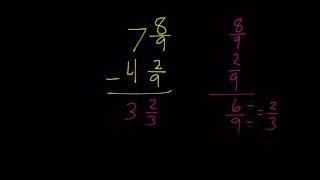 Subtracting Mixed Numbers Without Regrouping [upl. by Boucher869]