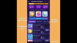 Gala coin daily combo 22 September 2024 Gala coin combo todaycoinwe coinfield coinarmy coin [upl. by Elleivap]