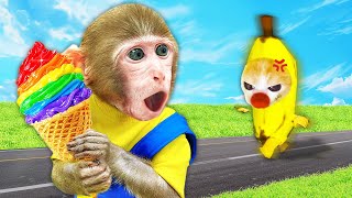 Kiki Monkey Chases Banana Cat for Ice Cream 🐱 Baby Banana Cat Compilation  Cat MEME 😿 [upl. by Eislek455]