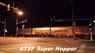 ATSF quotSuper Hopperquot on SB Manifest on the Fort Scott Sub in Lenexa KS on April 16 2018 at 1007pm [upl. by Adnilym]