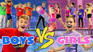 GIRLS vs BOYS Ninja Kidz Action Park Challenge [upl. by Aisetra681]