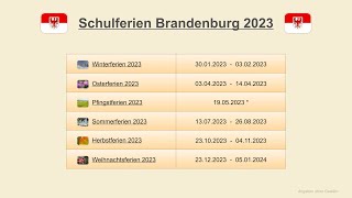 Schulferien Brandenburg 2023 [upl. by Dorothee]